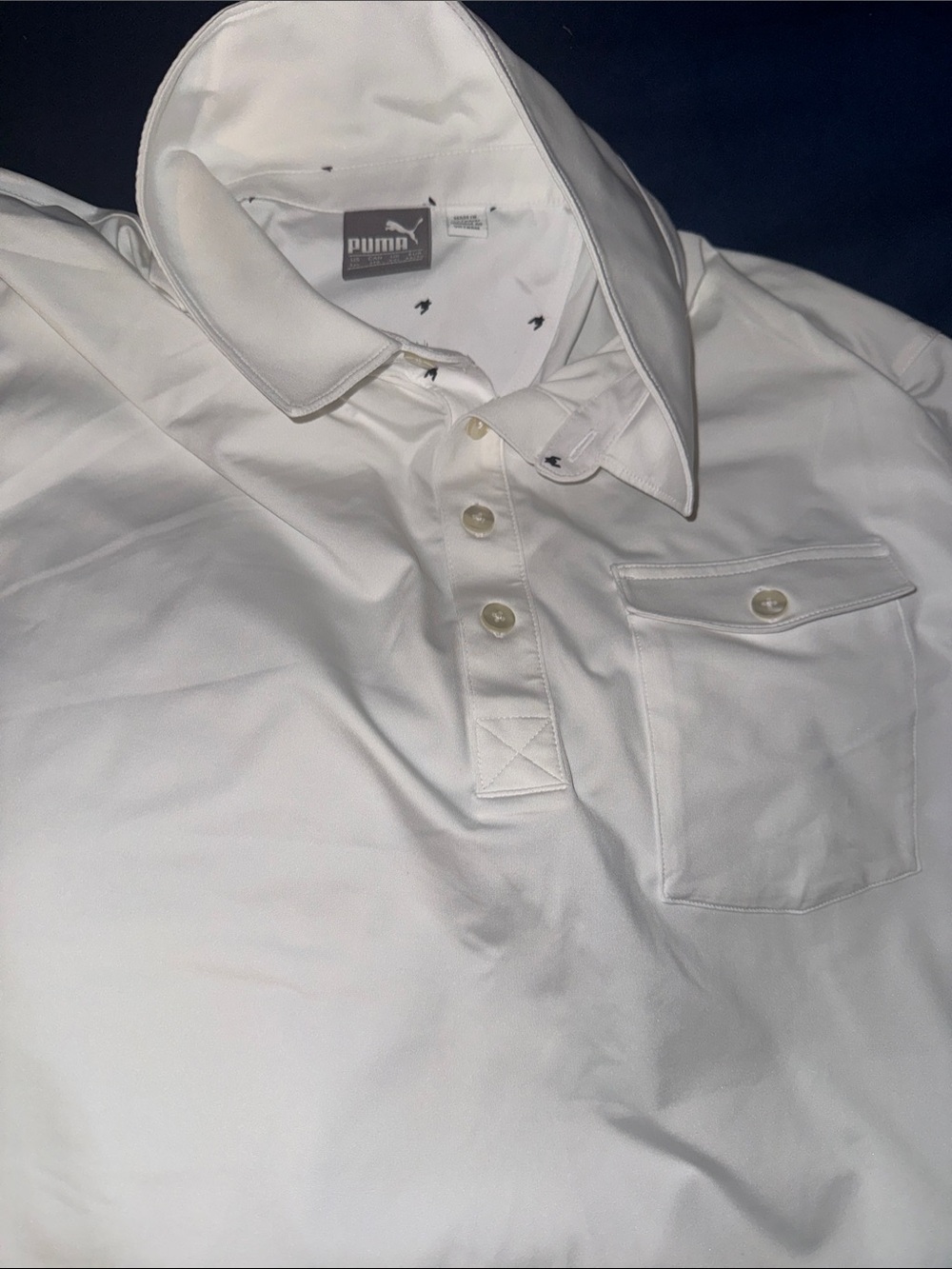 Puma Men’s White Polo Shirt with Chest Pocket 3XL